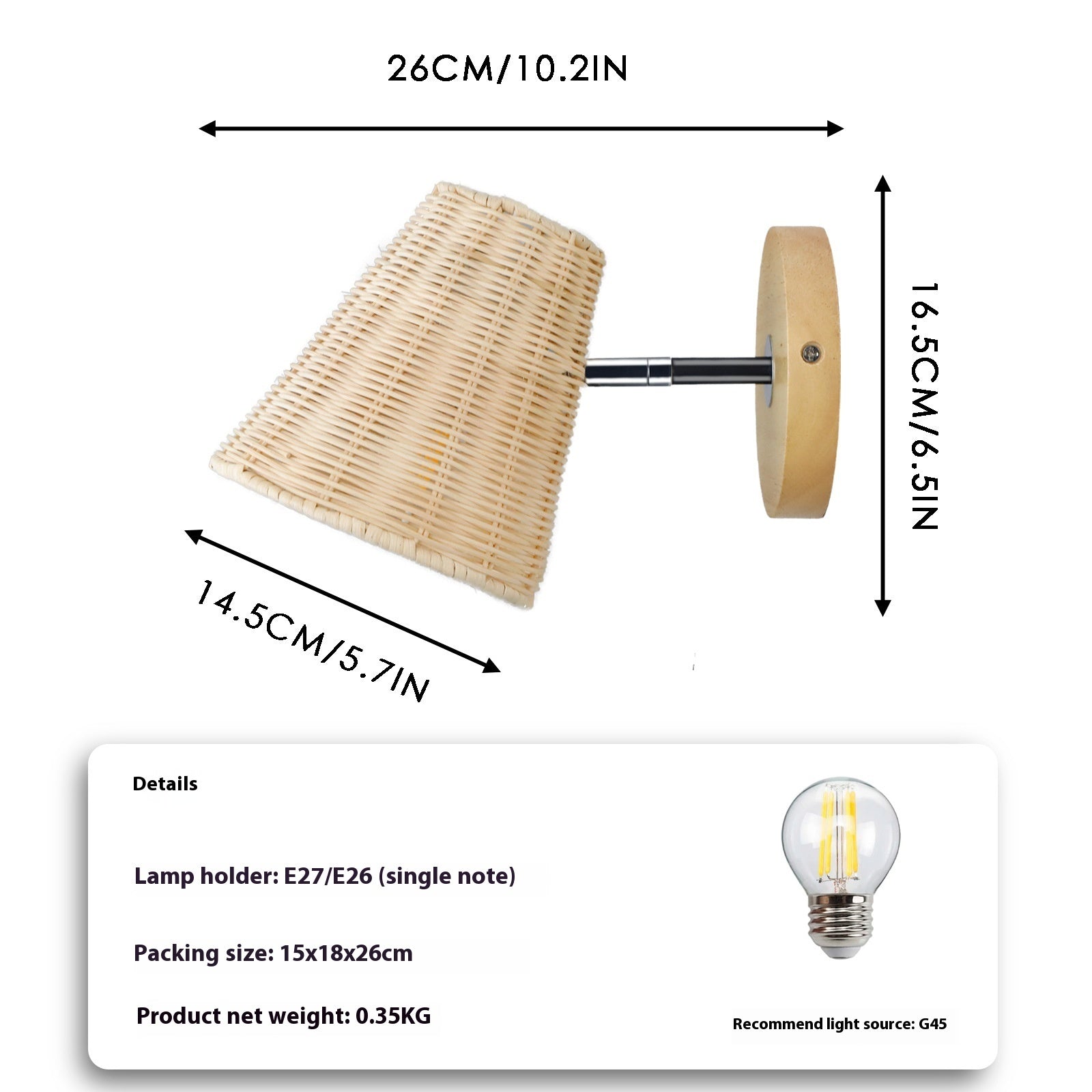 Boho Rattan Wall Lamp for Cozy Bedroom Lighting