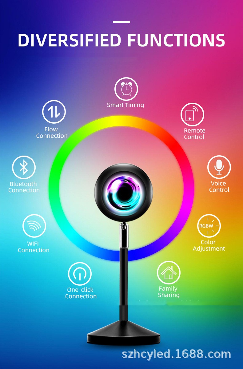 Smart Sunset Projection Lamp with Voice Control Mood Lighting