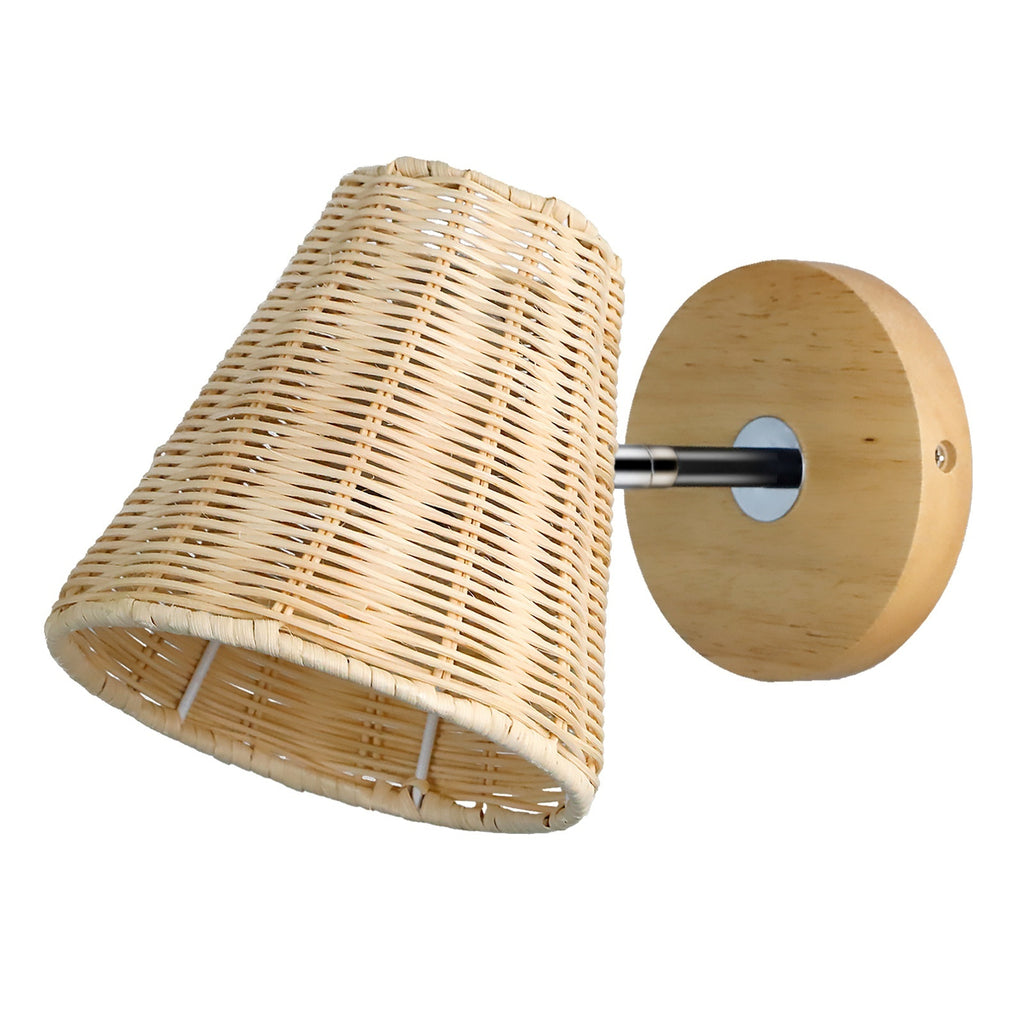 Boho Rattan Wall Lamp for Cozy Bedroom Lighting